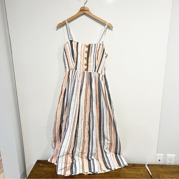 Free People Lilah Multi Striped Pleated Midi Dress - Picture 4 of 13